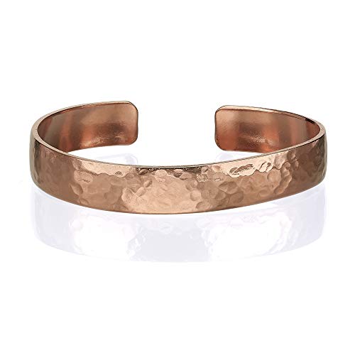 Hand Forged 100% Copper Bracelet ~ Made with Solid and High Gauge Pure Copper ~ Hammered 10 mm Bangle ~ Effectively Relief of Joint Pain, Arthritis, Joint Inflammation and Skin Allergies. (6.5)