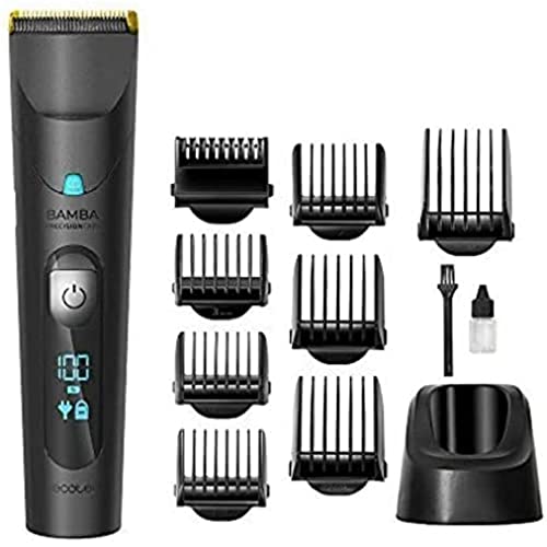 Cecotec Corta-pelos Bamba PrecisionCare Wet&Dry. Lâminas de aço inoxidável com revestimento de titânio, bateria de lítio, automonomia até 120 min, comprimento 0,5 - 30 mm, 8 pentes