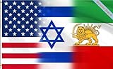 FHWRIHRT Double Sided 3ply Old Iran Israel American Flag Premium Polyester Outdoor Flag - 4X6 Ft, Iranian America National Friendship Flags, Vivid Color, UV Resistant, Strong Double Stitched with Brass Grommets for Home & Garden (Friend B, 4X6 3ply)
