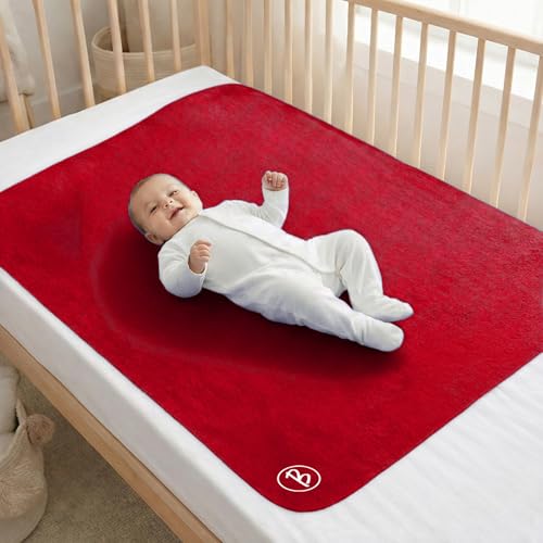 Image of Btag Baby Waterproof, Super Soft Fast Drying Mattress Protector | Extra Absorbent, Anti-Itching Sheet for New Born,Toddler (Size 70x100 cm, Pack of 1, Dark red)