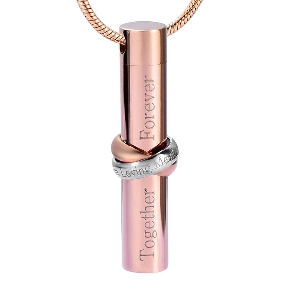 Collier urne de crémation cylindrique pour cendres - Bijou souvenir commémoratif en acier