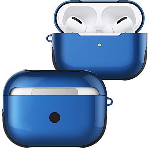 Ximeges Airpods PRO Cover, Airpods PRO con lucchetto, custodia rigida antiurto con portachiavi compatibile con Apple Airpods pro Gen, blu