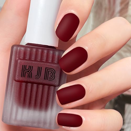 Rotwein Matte Nagellacke – Schnell Trocknend Ungiftig – Langanhaltender Wasserbasierter Nagellack für Frauen Nail Art Maniküre Kunst Ohne UV-Lampe, Air Dry Regulärer Nagellack, 12ml (Redwine)