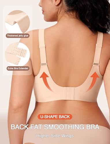 Image of Jelly Wireless Bras for Women No Underwire Push Up Seamless Full Coverage Bralettes Support Lift Everyday Bra