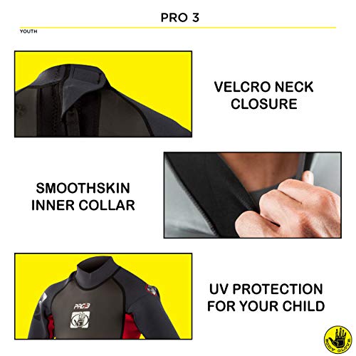 Body Glove Junior's Pro 3 Spring Wetsuit (Size 12) - Kids Suit Boys & Girls Swim Wear Short Sleeve Neoprene Open Water Thermal Short Pants Legs One Piece Childrens Bodysuit, Royal/Silver (9167J-12-Red) #TOP4