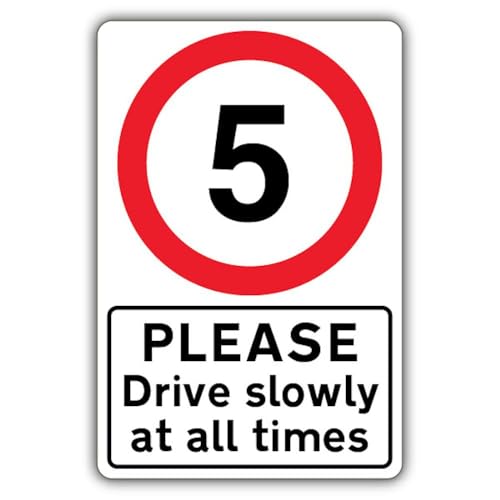 Panneau de sécurité allée résidentielle Please Drive Slowly 3mm alu