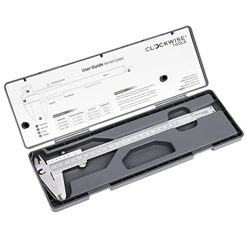 Image of Clockwise Tools Vernier Caliper, DVLR-0805D 0-8 Inch /200 mm, Inch /Metric Conversion, Stainless Steel