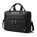 Shrrie Leather Messenger Bag for Men and Women 16 inch Laptop Bag,Water-Resistant Retro Vegan Leather Briefcase for Men,Mens Satchel Bag Crossbody for Office Business Work,Two-toned Black
