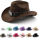 Chapeau Cowboy Femme, Chapeau Cowboy pour Femmes et Hommes Style Occidental Rétro Chapeaux...