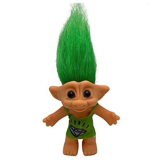 PVC Vintage Trolls Dolls Lucky Doll Action Figures Chromatic Adorable for Collections, School Project, Arts and Crafts, Party Favors (Green Diamond)