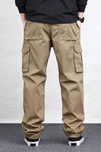 Image of MiraMichi Men's Relaxed Fit Solid Pattern Cotton Cargo Pant with 6 Pocket Button Down Closure Type and Standard Length | Six Pockets Cargos Pant's |Bonkers Joggers for Men