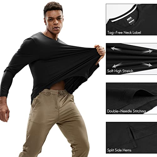 MIER Men's Long Sleeve Shirts Soft Stretch Combed Cotton Tees Crew Neck Classic Fashion Casual T-Shirt4