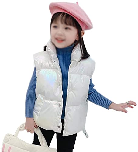 IPESON 컴포터블 키즈 패딩 조끼 민소매 재킷 아웃웨어 겨울 남아 여아 조끼 웜다운 조끼 뷰티플 (COLOR : WHITE SIZE : 90)