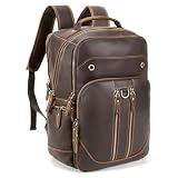 Full Grain Leather 16" Laptop Business Travel Backpack for M...