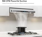 IKTCH 30 Inch Under Cabinet Range Hood with 900-CFM, 4 Speed Gesture Sensing&Touch Control Panel, Stainless Steel Kitchen Vent with 2 Pcs Baffle Filters(IKC01-30)