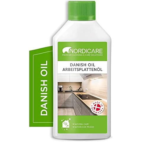 Danish Oil for Wood by Nordicare - Danish Oil Underlines The Natural Structure of The Wood (Oak, Cherry, Pine and more) - Wood Oil for Wooden Worktops - Food Safe Worktop Oil - Made in Denmark (500ml) Cover