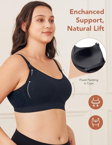 Image of HOFISH Nursing Bras for Breastfeeding, TwinClips Wearable Pump Bra Fixed Pad, Adjustable Support Maternity Bra for Pregnancy