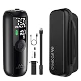 Woowind LP1 Compresor Aire Portatil, Bomba Bicicleta, Inflador Ruedas Coche, Inflado en 1 Minuto, 150PSI/10,3Bar Hinchador Ruedas Coche, Apagado Automático, Pantalla LCD, Linterna LED+Estuche Paquete