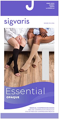 SIGVARIS Men’s & Women’s Essential Opaque 860 Open Toe Plus Calf-High Socks 30-40mmHg