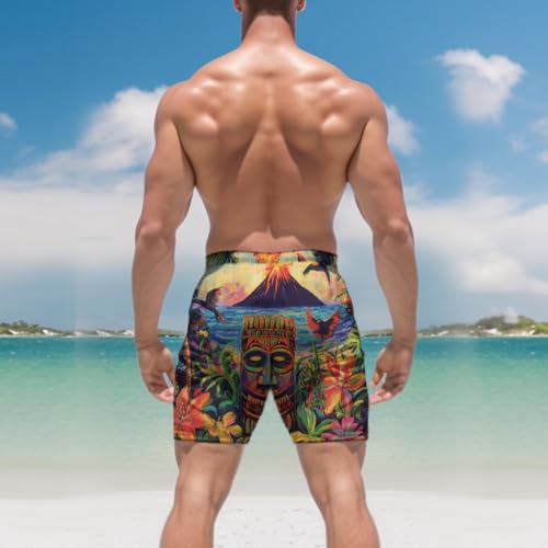 Tiki Men's Swim Trunks - Tropical Summer Mens Swim Trunks with Mesh Lining Swimwear Bathing Suits Set 722