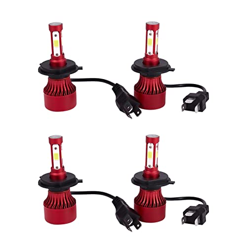 Bombillas LED H4 premium con diseño de cuatro lados y luz clara 6000K para faros de coche