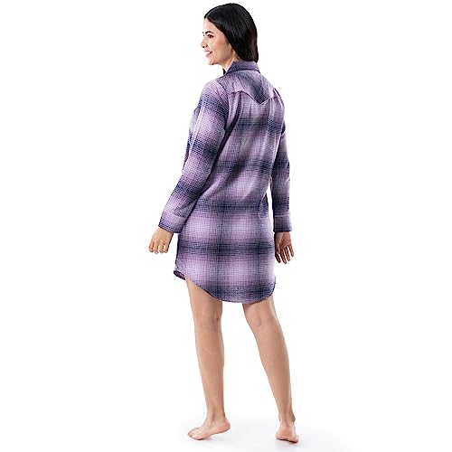 Wrangler Women's Mid-Length Flannel Sleep Shirtdress, Lilac Ombre Plaid, 4X #TOP1