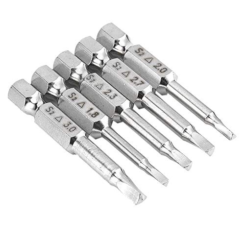 Bestgle 5PCS Embouts de Tournevis Magnétique à Tête Triangulaire Set S2 Acier 1,8mm, 2mm, 2,3mm, 2,7mm, 3mm, Tige 6.35mm Hexagonale, Longueur de 50mm Cover