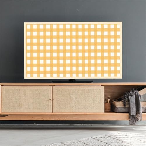 Fansu Funda para TV de Interior, Celosía Pastoral Cubierta Antipolvo Elástico Colgante, Funda para Televisor Universal Lavable, para 32 a 75 Pulgadas Cubierta Antipolvo (Amarillo,75 pulgadas)