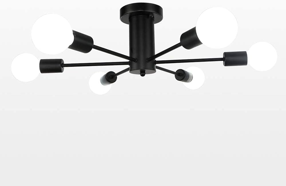 Amаzіng 🔥 KMaiPem 6 Lights Chandelier Black Flush Mount Ceiling Light Fixture, Modern Mid Century Sputnik Chandeliers for Kitchen Dining Living Room Bedroom Hallway Foyer Lighting