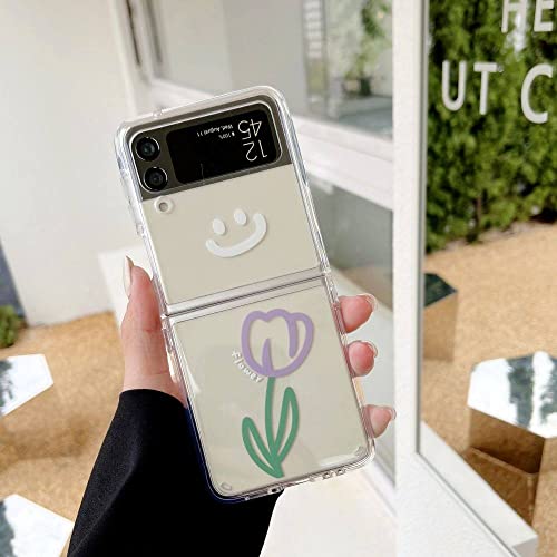 Couverture arrière rigide Samsung Z Flip 4 antichoc transparente fleur