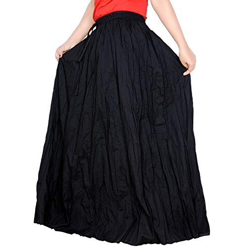 Image of Sttoffa Women Solid Color Maxi Plain Cotton Full Length White Skirt 40 inch Long Cotton Long Skirt