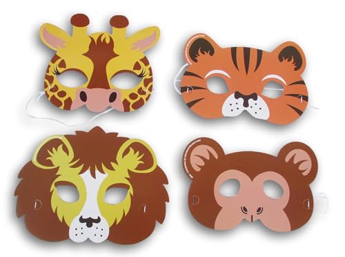 Show-Offs Jungle Party Animal Paper Masks - Party Craft Favors - 8 Count, White