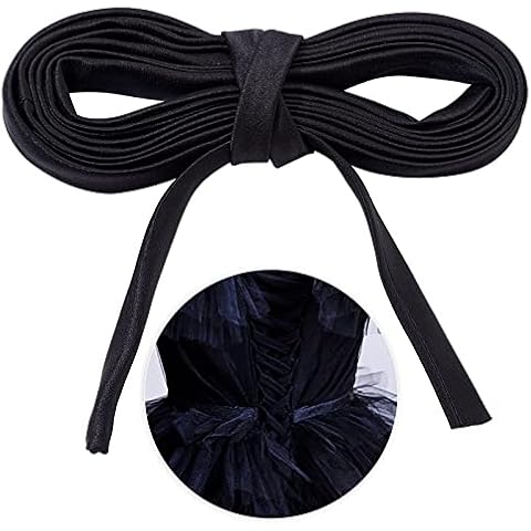 AHANDMAKER 137.8 Inches Women's Tie Back for Wedding Bridal Gown, Black Adjustable Lace up Dress Cord Back for Zipper Replacement or Buttons Cover