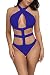 Viottis Women's Bandage Criss Cross One Piece Monokini Swimsuit 1Blue S