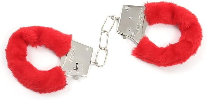 Image of Kids Toy Handcuffs with Fluffy Cover - Safe Pretend Play Metal Handcuffs with Keys - Soft Plush Covering for Police Role Play & Fancy Dress