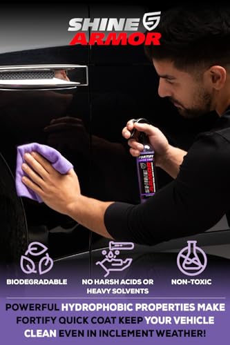 Image of Shine Armor Car Detailing Bundle - Fortify Quick Coat Ceramic Waterless Wash & Interior Cleaner - Complete Automotive Care Kit for Mirror Shine Paint Protection & Deep Interior Cleaning - 2 Pack