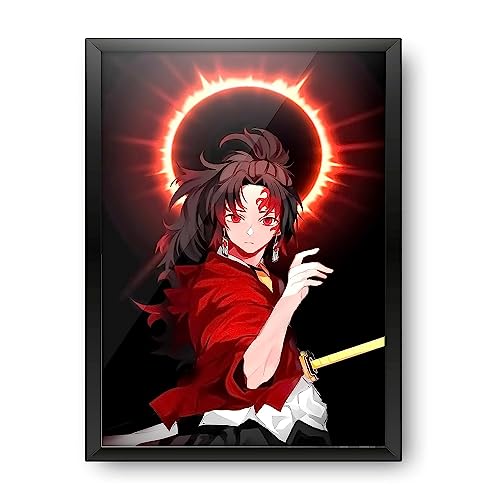 Image of MCSID RAZZ - Demon Slayer - Yoriichi Tsugukuni Design A4 Size Poster (With Frame) - Best Gift For Demon Slayer Fans /Best Artifacts To Your Home & Decor /For Anime Fandom