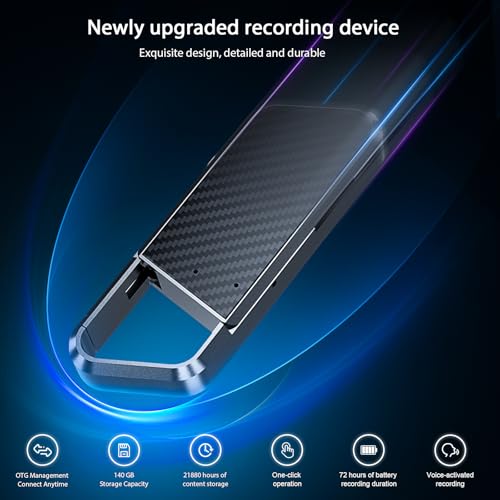Image of 140GB Voice Activated Recorder - 21880H Portable Audio Recorder with Noise Reduction DSP 6.0 Digital Vioce Recorder with Playback for Lecture & Meeting - Recording Device