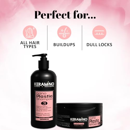 Image of Nano Plastia Shampoo & Mask Set, Sulfate Free Color Safe Duo for Nano Plastia Treated Hair, Advanced Repair, Frizz Control, Smoothness & Mirror Like Shine Post Treatment Care (300 ML Combo)