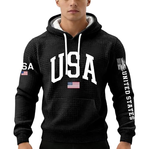 Ropa de gimnasio para hombre sudadera con capucha sin mangas y estampado de EE. UU. 2