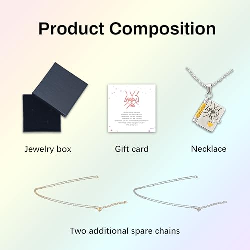Incredible Daughter Jewelry Daughtеr Love Book Necklace Laser Engraved Necklace for Daughtеr Page Book Pendant in Stainless Steel Gift from Mom Dad Son2