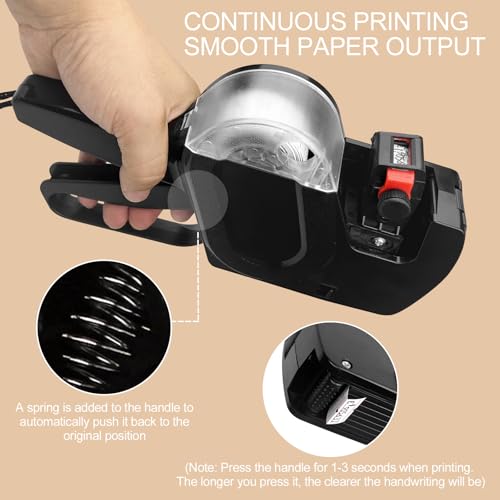Homshsjhkis Prezzatrice Per Negozio, Etichettatrice 8 Cifre Prezzatrice Negozio Con 11 Rotoli Carta Etichette Und 4 Ruote Inchiostro Prezzatrice Macchina Pistola Per Ufficio (Nero) - 6
