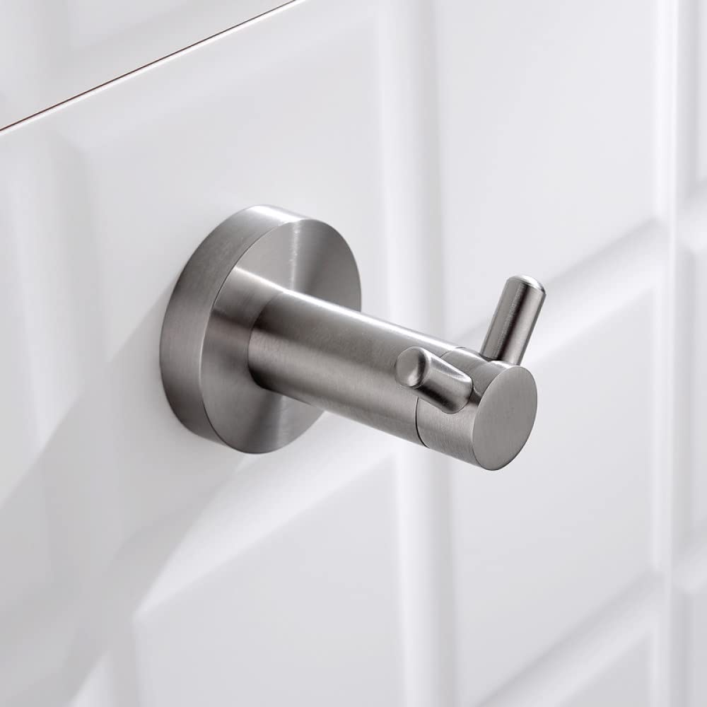 Acero inoxidable cepillado en forma de V Toalla Abrigo Bufanda Bata Gancho Baño Baño Ganchos Montaje en pared, 2 piezas