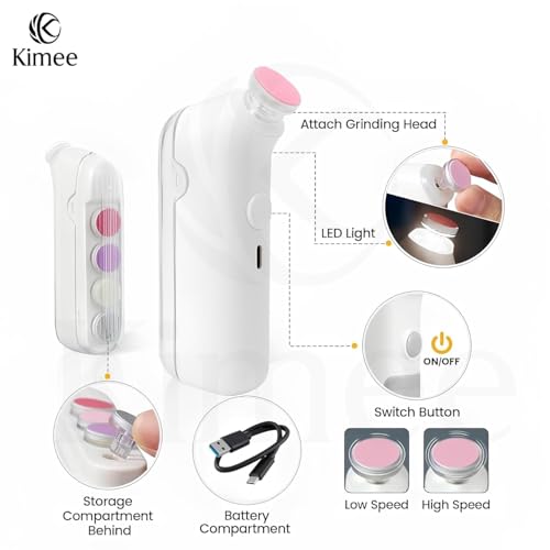Image of KIMEE Electric Nail Trimmer For, Baby Nail Trimmer, Baby Nail Cutter, Nail Trimmer For New Born,Toenail Clippers, Kids Nail Cutter With Light (Multi Colour), 1 Set