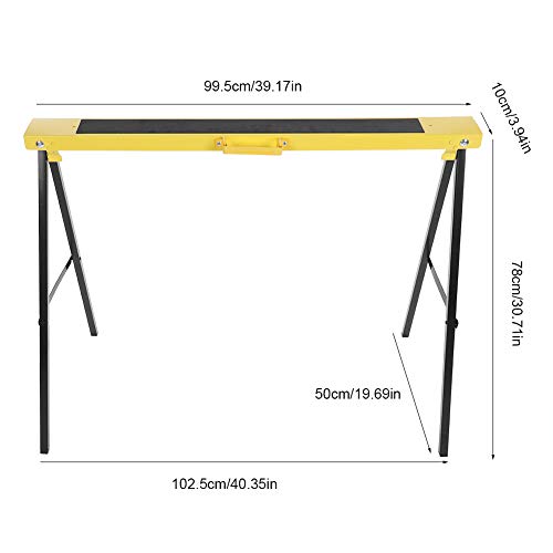 PZLVAME Saw Horse, 2Pcs Folding Work Bench Foldable Trestles Sawing Horse Folding Heavy Duty Steel Sawhorse Portable Saw Horse Non Slip Trestle Stands Work Support - Image 5