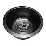BIGYOUZI 12In Round Black Kitchen sink 304 Stainless Steel Countertop in Bar Sinks Single Bowl Rv Small Sink with Drainage set (12.5''X12.5'')