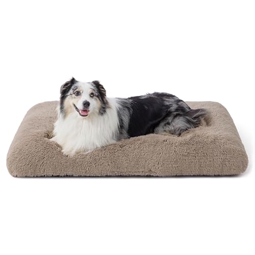Bedsure Materasso per Culla per Cani Extra Large- Materasso XL Morbido Lavabile con Fondo Antiscivolo, Cuscino Rilassante Anti-Stress per Animali Molto Grandi, Camel, 104 x 69 cm