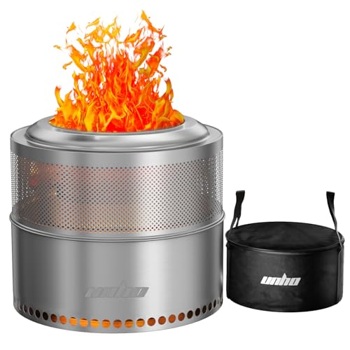 unho Feuerschale Outdoor Edelstahl Feuertonne Feuerkorb Feuerschale mit Ständer Tragbare Feuerstelle für Terrasse50x41.5cm