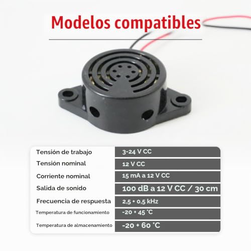 Miniatura 3 de Leruiyezs Zumbador Eléctrico Activo 12v 100db Buzzer Para Arduino, Alarma Electrónica De Alta Potencia, 3-24v Dc, Zumbador Continuo Con Carcasa Abs Resistente, Compatible Con Sistemas De Seguridad