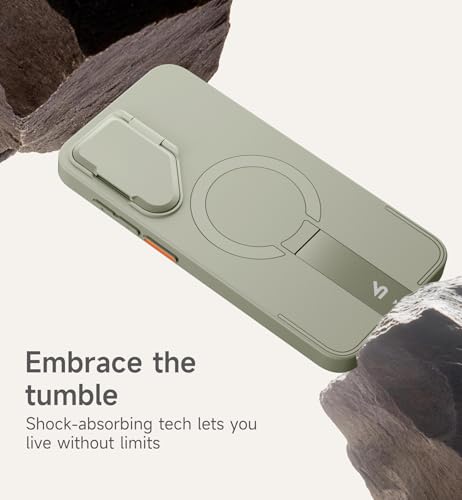 Image of SURITCH for Samsung Galaxy S24 Plus Phone Case, Magnetic Protective Cover with Camera Cover & Adjustable Metal Kickstand for Galaxy S24 Plus (2024)-Sage Green